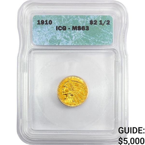 1910 $2.50 Gold Quarter Eagle ICG MS63