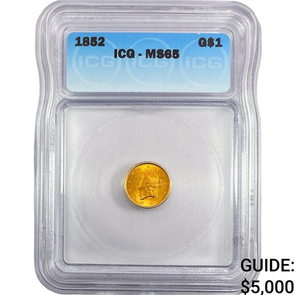 1852 Rare Gold Dollar ICG MS65