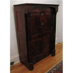 Neoclassical Burled Wood Secretary Desk with Leather Pad