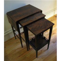 Set of 3 Burled Wood Nesting Tables