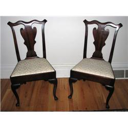 Pair of Queen Ann Style  Side Chairs