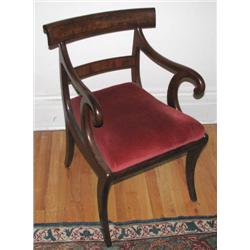 Empire Style Arm Chair with Red Velvet Upholstery