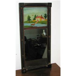 Reverse Painted Mirror with Cottage on the Lake Frieze