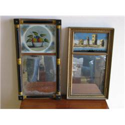 Pair of Reverse Painted Mirrors with Friezes