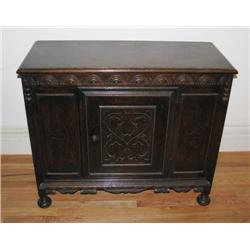 Carved Wood Cabinet with Ball Feet