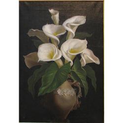 19th Cent. American Still Life of Vase of Calla Lilies