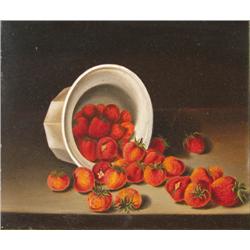19th Cent Am. Still Life of Bowl with Strawberries