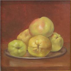 19th Century American Still Life of Apples and Pewter Plate