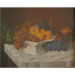 E. Bogart Pastel of Compote with Peaches and Grapes