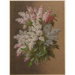 Raoul M. deLongpre Watercolor of Lilacs