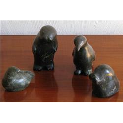 Four Inuit Carved Soapstone Animals