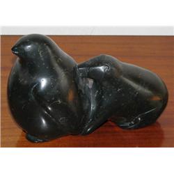 Uksau Carved Penguin and Bear sculpture