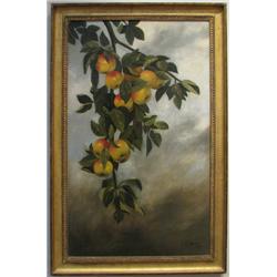 S.E. Hahn Apples on Bough Still Life ptg