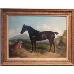 Attrib. George Horlor Black Dose the Man Eater horse portrait