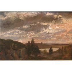Attrib. Thomas Robinson Impressionist Sunset ptg