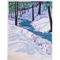 5 Tjelda Michas color serigraphs w Keiko Hiratsuka Moon woodcut