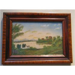 Color pastel on sandpaper landscape  