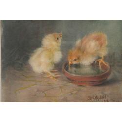Clara M. Arnold Chicks watercolor