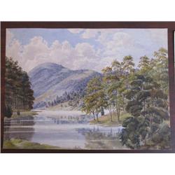 British watercolors of India, Dehli, Lake Oatanund,Sluice House Lanawta Lake 