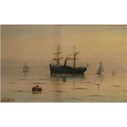 Frederick A. MacNeal Steamship watercolor