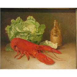 John Clinton Spencer Lobster still life ptg