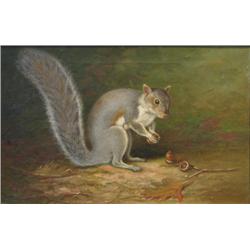 John C. Spencer Squirrel with Acorns painting