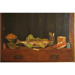 Louis Spinner Elaborate Fish Dinner Still Life