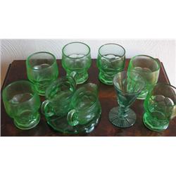 10 pc Green Glass Lot