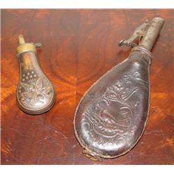Pair of Civil War Era Leather Shot Flasks