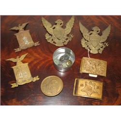 Civil War/Indian War buckles, buttons and helmet plates