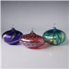 Image 1 : Trio of Iridescent Art Glass Ornaments, Handblown Studio Works, Signed