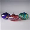 Image 2 : Trio of Iridescent Art Glass Ornaments, Handblown Studio Works, Signed