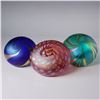Image 3 : Trio of Iridescent Art Glass Ornaments, Handblown Studio Works, Signed