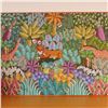Image 1 : Haitian Acrylic on Linen Board Painting, Jungle Scene, Signed Penoth