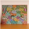 Image 2 : Haitian Acrylic on Linen Board Painting, Jungle Scene, Signed Penoth