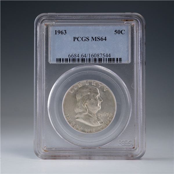 1963 Franklin Silver Half Dollar PCGS Graded MS 64