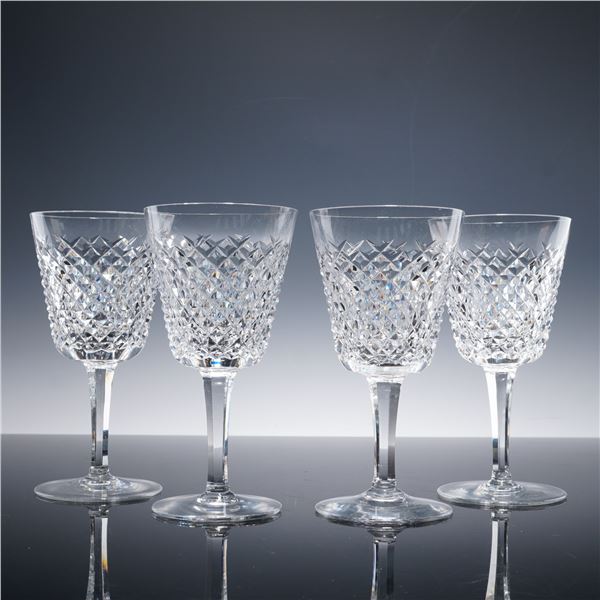 4pc Waterford Crystal Wine Glasses, Alana Pattern