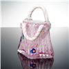 Handblown Murano-Style Confetti Art Glass Purse Vase