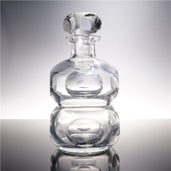 Cut Art Glass Decanter with Stopper