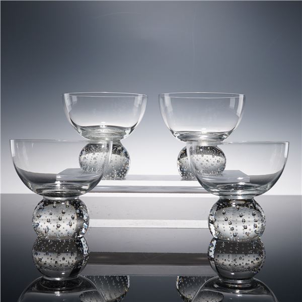4pc Art Glass Cups with Controlled Bubble Bases