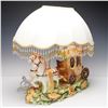 Image 8 : Capodimonte Italian Porcelain Horse-Drawn Carriage Table Lamp