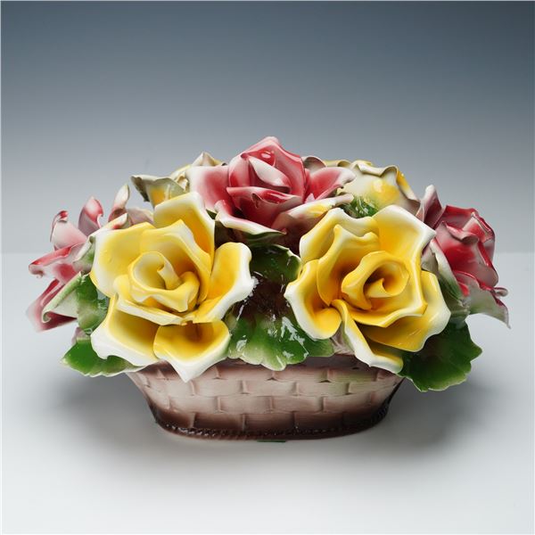 Capodimonte Vintage Figurine, Flower Basket