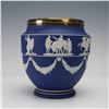 Image 2 : Adams Blue Jasperware Vase with Metal Flower Frog