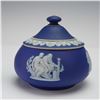 Image 3 : 2pc Wedgwood Blue Jasperware Pitcher and Covered Bowl