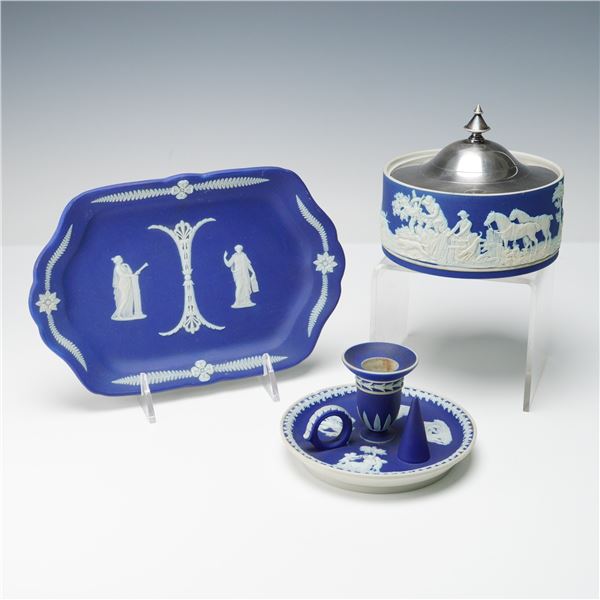 3pc Wedgewood Wedgwood Cobalt Jasperware