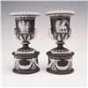 Pair of Wedgwood Black Jasperware Pedestal Vases
