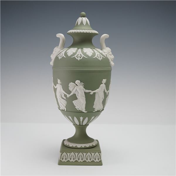 Wedgwood Sage Green Jasperware Lidded Urn