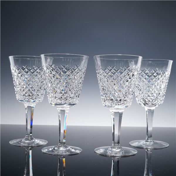 4pc Waterford Crystal Wine Glasses, Alana Pattern