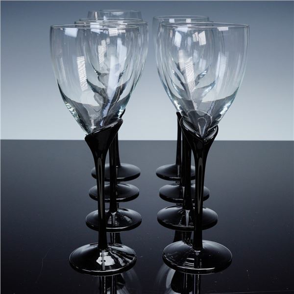 8pc Colony Amaryllis Black Stemware Water Goblets