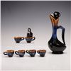 Image 1 : 8pc Mid-Century Drip Glaze Ceramic Decanter and Cup Set